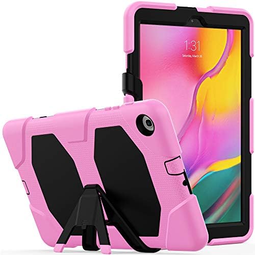 Hongxinyu Galaxy Tab A 10.1 2019 Case T510 T515, Griffin Series Shockproof Protective Cover with Built-in Kickstand and Screen Protection Film for SM-T510 SM-T515 (Pink)
