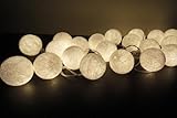 White Lantern Tone Handmade Cotton Balls Fairy String Lights Home Decor (3metre 20 Globes/pack)
