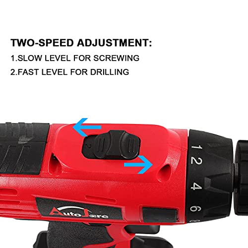 Electric Cordless Drill Kit AUTOJARE Rechargeable Power Drill Driver