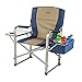 Kamp-Rite Portable Outdoor Beach Patio Lawn Director's Chair w/Cooler, Table, & Cup Holder for Backyard, Tailgate, & Sports, 350LB Capacity, Navy/Tan