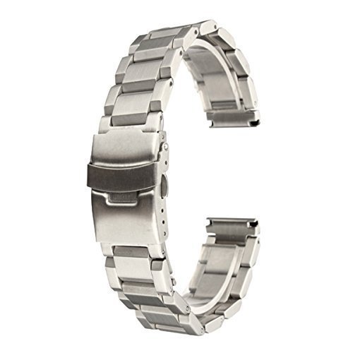 BABAN-22mm-Stainless-Steel-Watch-Band-Strap-Double-Button-Fold-Clasp-Buckle-Lock-Flip-Silver