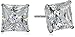 Amazon Collection 10K White Gold Stud Earrings set with Princess Cut Swarovski Zirconia (3 cttw)