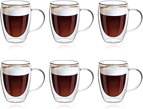Double Wall Glass Coffee Mugs with Handle,Insulated Coffee Glass,Clear  Espresso Cups,Glass Cappuccino Cups,Tea Cups,Latte Cups,Beverage  Glasses,Heat Resistant,Dishwasher Microwave Safe (6, 8oz-250ml) price in  UAE | Amazon UAE | kanbkam