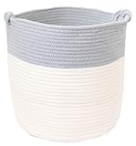 Laundry and Storage Cotton Rope Basket | For Laundry, Toys, Baby Boys and Girls Room | Grey Woven Bins With Handles | Use as Hamper Storage Basket