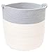 Laundry and Storage Cotton Rope Basket | For Laundry, Toys, Baby Boys and Girls Room | Grey Woven Bins With Handles | Use as Hamper Storage Basket