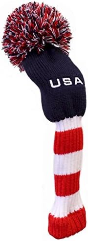 JP Lann Golf Hybrid/Fairway USA Stripes Pom Head Cover