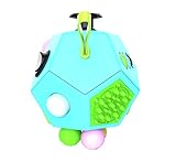 Fidget Dodecagon – 12 Sided Fidget Cube Relieves Stress and Anxiety – Toy Increases Focus and Attention for Children and Adults with ADHD, ADD OCD, and Autism (Aquamarine)
