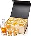 KANARS Whiskey Decanter Set - 25 Oz Crystal Liquor Decanter Carafe with 4 Rock Glasses 9 Oz For Bourbon, Scotch, Vodka, Rum or Whisky - Gift for Men Dad Husband Brother Adult Groomsmen - 5 Piece