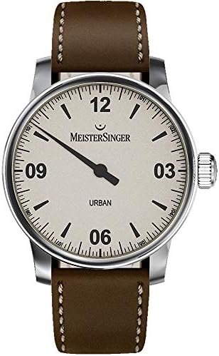 Meistersinger Men's Urban 40mm Brown Leather Band Steel Case Automatic Cream Dial Analog Watch UR913
