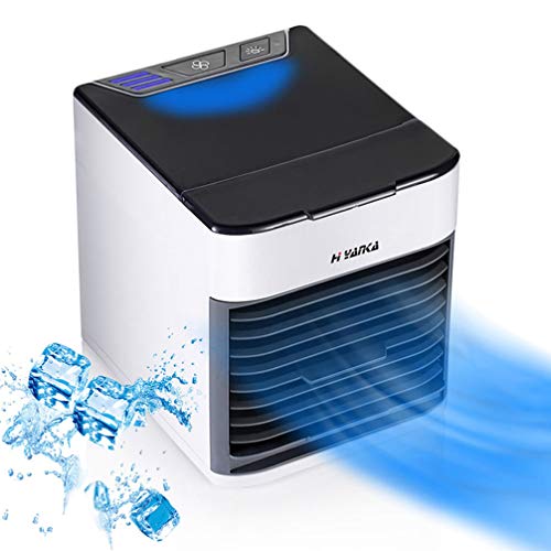 H YANKA Personal Air Cooler, USB Evaporative Coolers with Waterbox,Portable Table Fan,Ultra-Quiet Table Fan,3 Fan Speed,USB Charging,Fresh Design,Prevent of Water Leakage