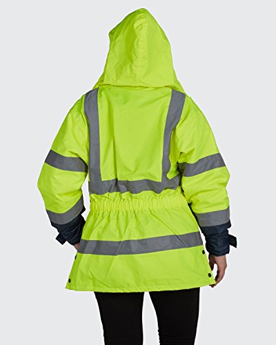 Utility Pro UHV664 Polyester High-Vis Ladies Jacket with Storm Cuffs with Dupont Teflon fabric protector,  Lime/Navy,  Large
