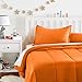 AmazonBasics Easy-Wash Microfiber Kid's Comforter and Pillow Sham Set - Full or Queen, Bright Orange
