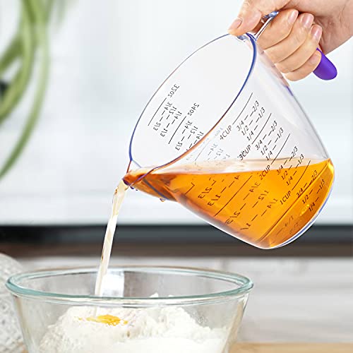 Measuring Cups Set, 3Piece Clear Plastic Measuring Cups with OZ & Cup