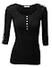 Women 3/4 Sleeve Lace Detail Jersey Henley Top