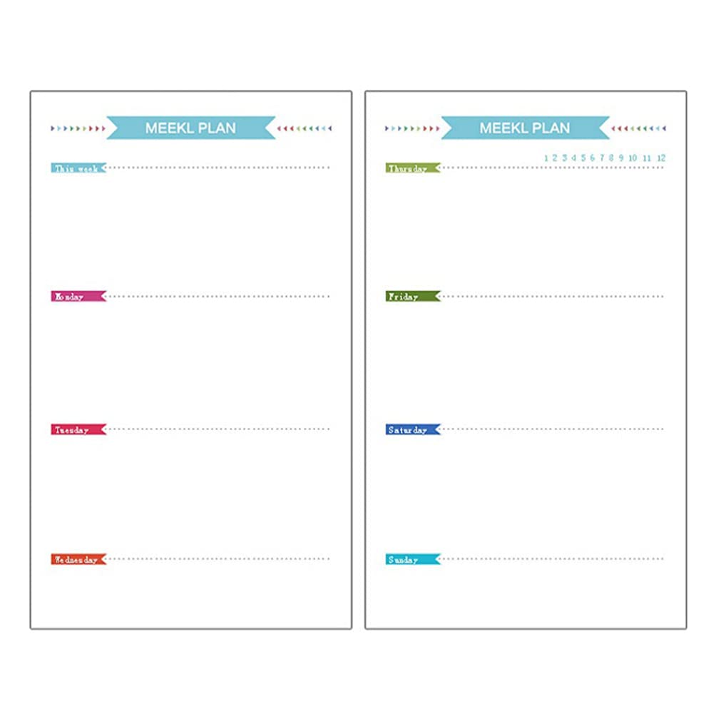 jojofuny A6 Size 6- Hole Paper Refills to Do List Planner Insert, Loose Leaf Binder Notebook Daily Weekly Monthly Plan Notebook (Style 2