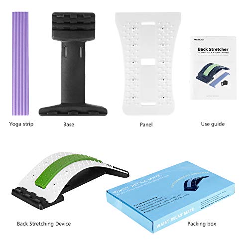 Wskderliner Back Stretcher, Lumbar Back Pain Relief Device with 3 Adjustable Settings Lumbar Support Stretcher with Magnetic Posture Corrector Back Support for Office Bed Chair (White)