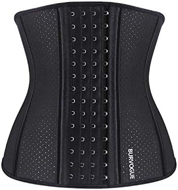 Burvogue Waist Trainer Corset,Women's 9-25 Steel Boned Latex Cincher Underbust Shaperwear