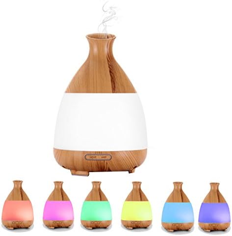 Ledsniper 120ML Essential Oil Diffuser, Mini Wood Grain Cool Mist Ultrasonic Air Aroma Humidifier with 7 Color Changing LED Lights with Auto Shutoff Function for Office, Yogo, Home, Travel