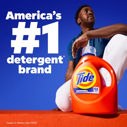 TIDE LAUNDRY DETERGENT LIQUID, ORIGINAL SCENT, 80 LOADS, 100 FL OZ, WORKS ON 100% OF COMMON STAINS, LAUNDRY SOAP, LIQUID LAUNDRY DETERGENT