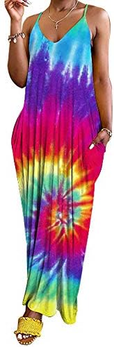 MMIRAG Women Summer Spaghetti Strap Boho Maxi Dress V Neck Printed Casual Long Dress Sundress
