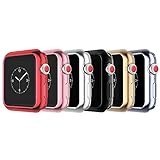 Tech Express 6 Chrome Bumpers for Apple Watch (iWatch Cover) Protective Case Shockproof Ultra Thin Rugged Flexible Rose Gold, Gold, Black, Silver, Red, Gray [TPU Gel] Lot of 6 Chrome (44mm)