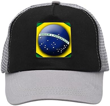 LSSZYSZ Brazil Flags 3D Printing Mesh Cap Adjustable Unisex Snapback Trucker Hat For Men Women Gray