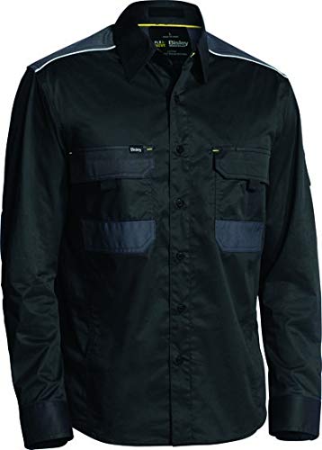 Bisley Workwear UKBS6132_BBLK Stretch Flex & Move Mechanical Shirt Long Sleeve - Black, S