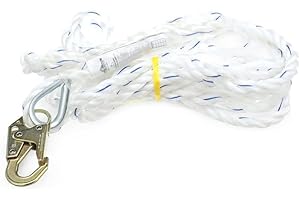 Peakworks Standard Vertical Lifeline - Polysteel 5/8" Rope with Snap Hook - Industrial, Construction, Roofing, Recreational Fall Protection - ANSI & OSHA Compliant (Available in Multiple Lengths)