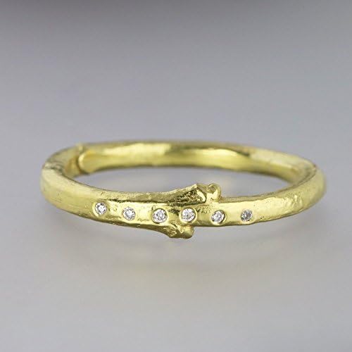 18k Yellow Gold Lilac Twig Ring with Tiny Diamonds
