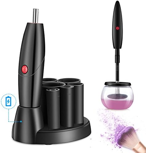 Electric Makeup Brush Cleaner and Dryer Machine with Rechargeable Charging Station, Innolv Cosmetic Brush Cleaner (Black)