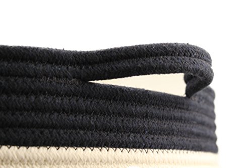Cotton Rope Woven Storage Baskets 12" with Handles Home Decorations by Orino, Navy Blue