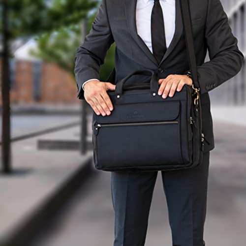 Luxorro FullGrain Leather Briefcase For Men, Handcrafted with Many