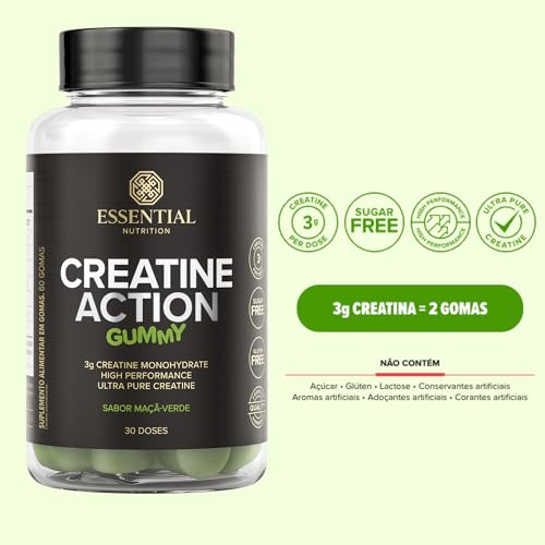 Creatina Creatine Action Gummy sabor Maçã Verde - Essential Nutrition