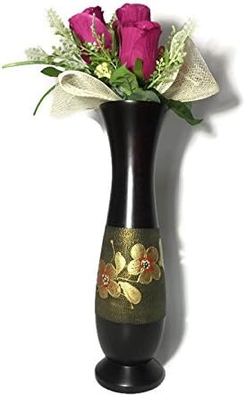 Upluck Mango Wood Elegant Vase Holding Gold Flowers Paint for Home Decor Living Room Hotel Wedding