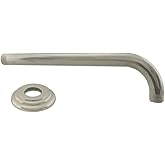 Westbrass D3700-1-07 1/2" IPS x 10" IPS Wall Mount 90-Degree Rain Shower Arm with Flange, Satin Nickel