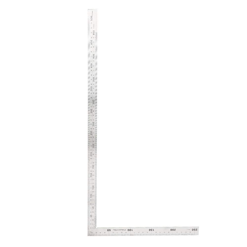 L-Shaped Frame Stainless Steel Square 90 Degree Right Angle Ruler Carpenter's Square Metal Measuring Tool (500mm*250mm)