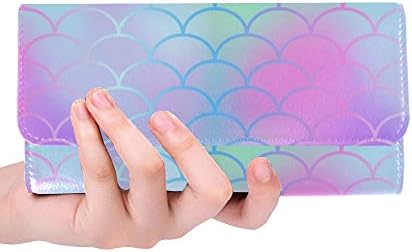 Unique Custom Magic Mermaid Tail Texture Fish Scale Women Trifold Wallet Long Purse Credit Card Holder Case Handbag