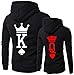 MissBloom King & Queen Matching Couple Hoodie His & Hers Hoodies, 1 PC (King, M)