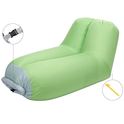 Inflatable air lounger Upgrade Adjustable Backrest Air Bed Sofa Perfect for Indoor Outdoor Hangout Air Chair Couch Hammock Lazy Bag for Beach Park Camping& Music Festivals (Lime Green, Air Sofa Size)