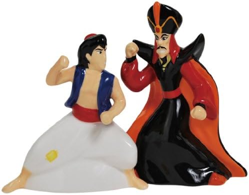 Westland Giftware Magnetic Ceramic Salt and Pepper Shaker Set, 4.5-Inch, Disney Aladdin and Jafar, Set of 2