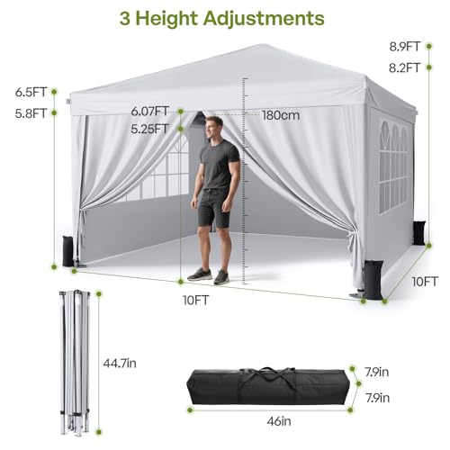 Driftalia 10x10 Pop Up Canopy Tent with 4 Sidewalls, Instant One-Push Setup for Outdoor Events image 18