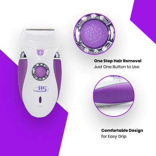 Hair Epilator Shaver Razor Trimmer for Women - 4 in 1 Rechargeable Hair Remover - Includes Four Heads for Complete Hair Removal - Painless Women Depilatory Machine for Facial Bikini Leg Arms Body Lips