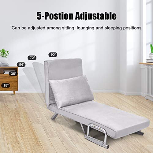 Giantex Convertible Sofa Bed Folding Arm Chair Sleeper with Pillow, Best Chamois CoverSoft to