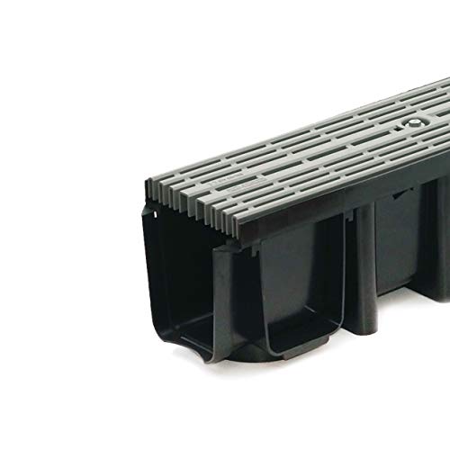 3m Entwässerungsrinne Terrassenrinne, System A15 148mm Stegrost Kunststoff, grau-line, komplett SET – Bild 3