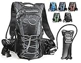 Hydration Backpack With 2.0L TPU Leak Proof Water Bladder- 600D Polyester -Adjustable Padded Shoulder, Chest & Waist Straps- Silicon Bite Tip & Shut Off Valve- Daypack For Cycling & Hiking