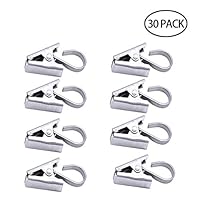 APTGAGA 30 Pack Stainless Steel Heavy Duty Clip with Hook for Curtain, String Lights, Party, Home Decoration,Crafts Display(Silver)