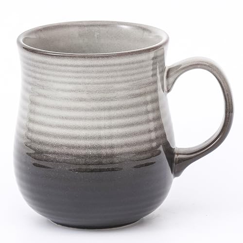 HYTYSKAR 21 oz Large Ceramic Coffee Mugs, Pottery Mug Handmade, Ceramic Tea Cups with Handle for Office and Home, Dishwasher and Microwave Safe (Grey Black)