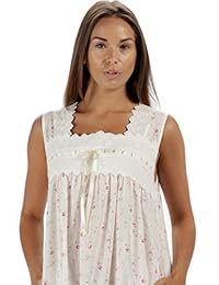Camisón sin mangas para dama (100% algodón, con bolsillos)