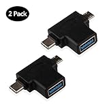 Multifunction 2-in-1 Micro USB 3.0 & USB 3.1 Type C USB OTG Adapter Converter for Android Smartphones,Tables(180 Degree 2PCS)