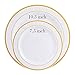 Gold Rim Dinner Plates 60 Pieces,Disposable Plastic Plates,Heavyweight Wedding Party Plates Includes:30 Dinner plates 10.25 Inch and 30 Salad Plates 7.5 inch(IOOOOO)